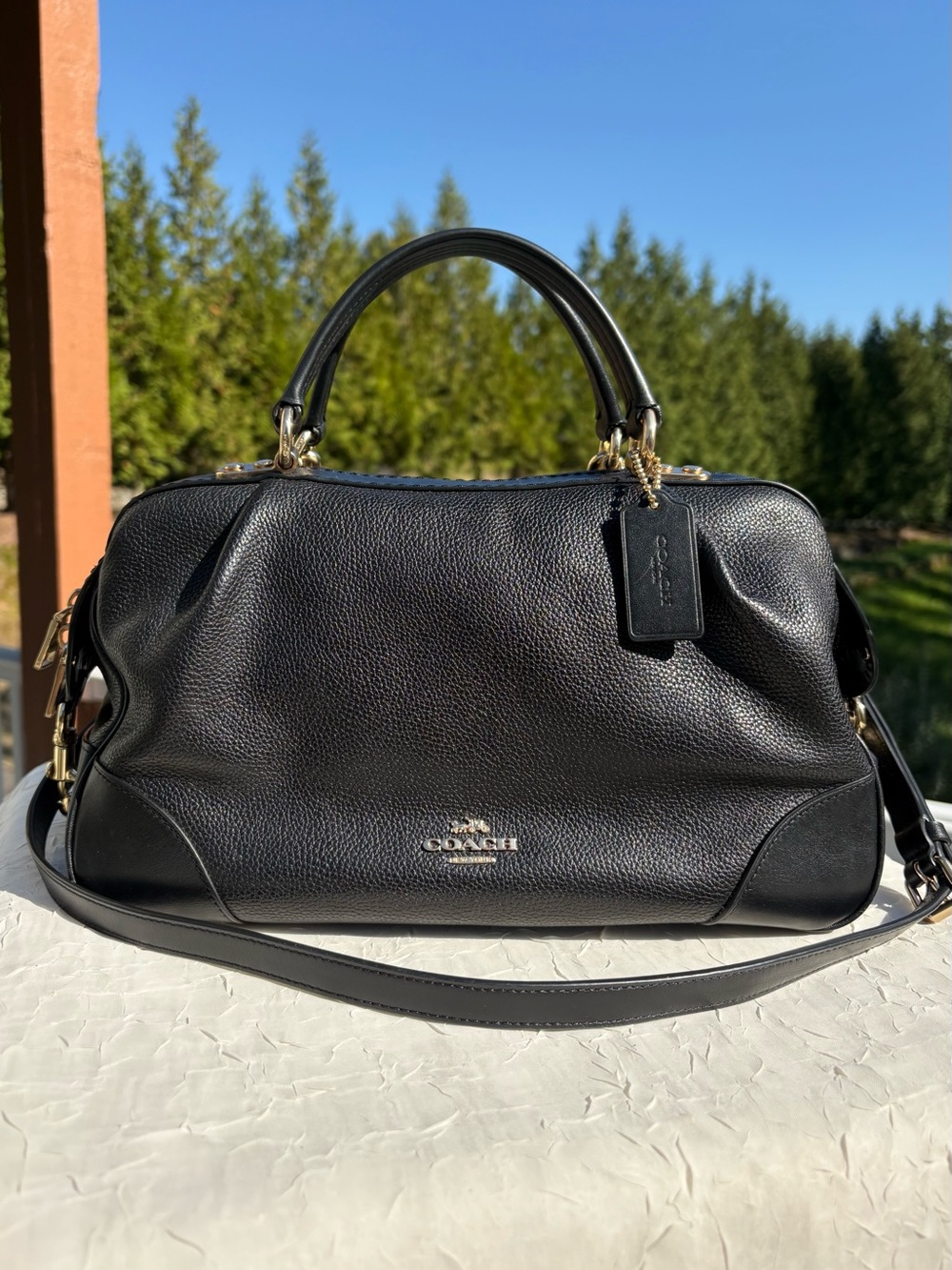 COACH Lane Satchel In Black Leather 69621